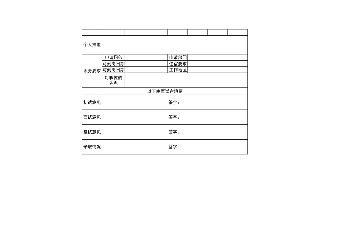 员工面试登记表.xls第2页