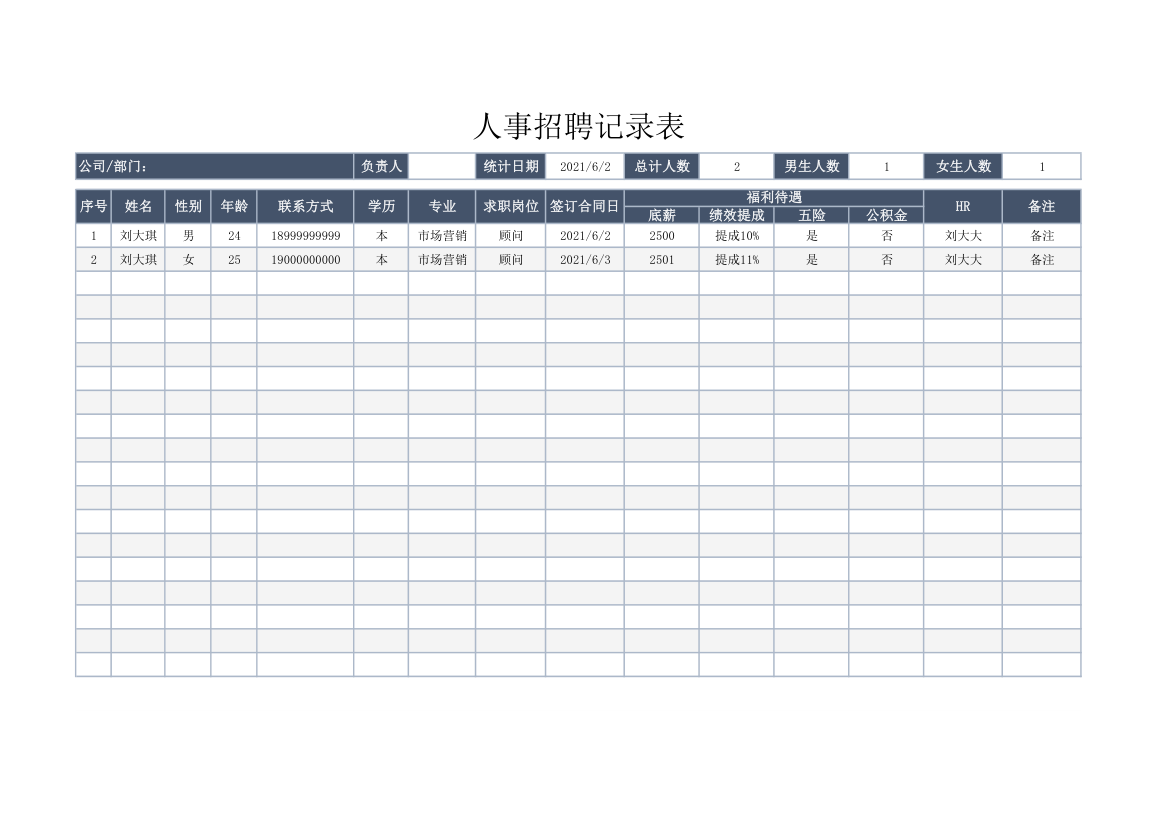 人事招聘记录表.xlsx第1页