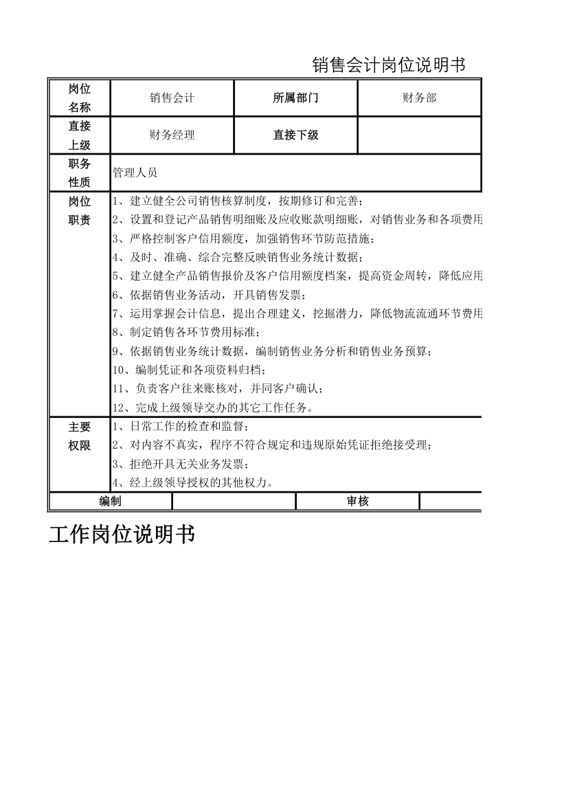 销售会计岗位说明书.xlsx