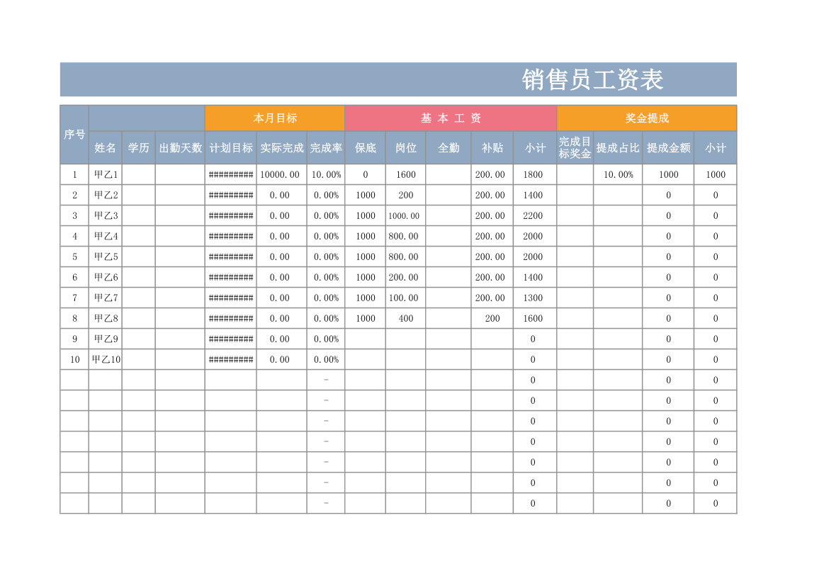 销售员工资表（带销售提成).xlsx第1页