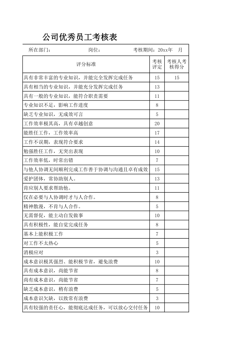 公司优秀员工考核表.xlsx第4页