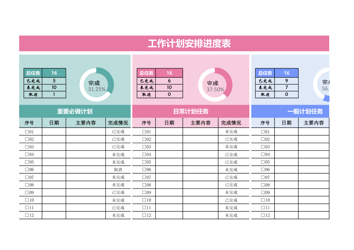 工作计划安排进度表.xlsx第1页