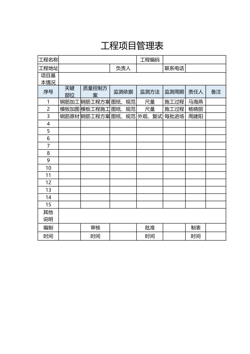 工程项目管理表.xlsx第1页