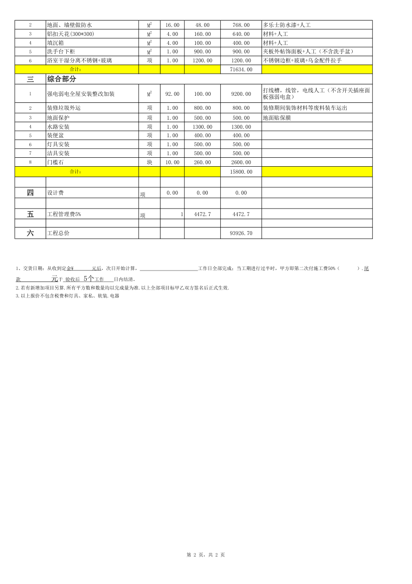 2017年最全最详细的装修工程清单和报价单.xls第2页