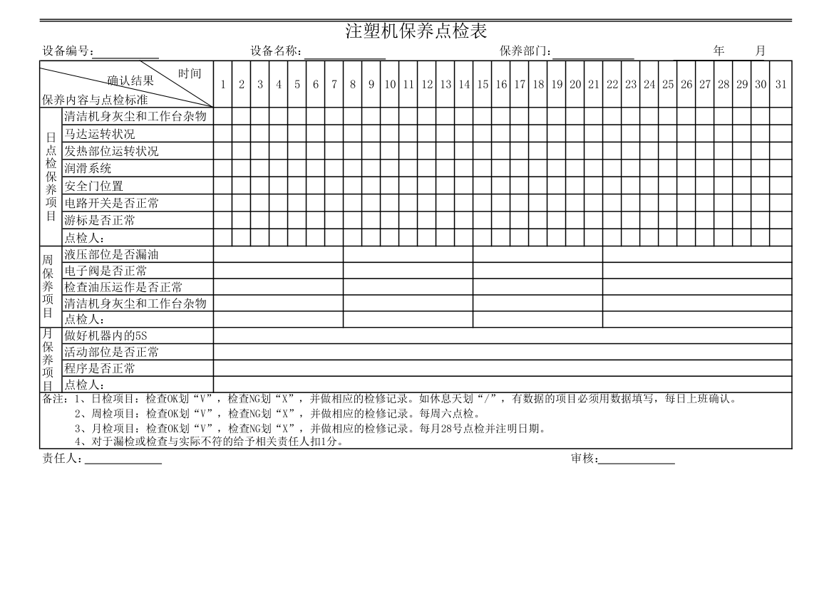 注塑机保养点检表.xlsx第1页