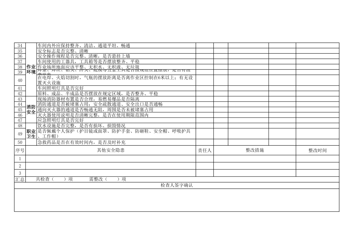 钢结构生产车间安全检查记录表.xls第2页