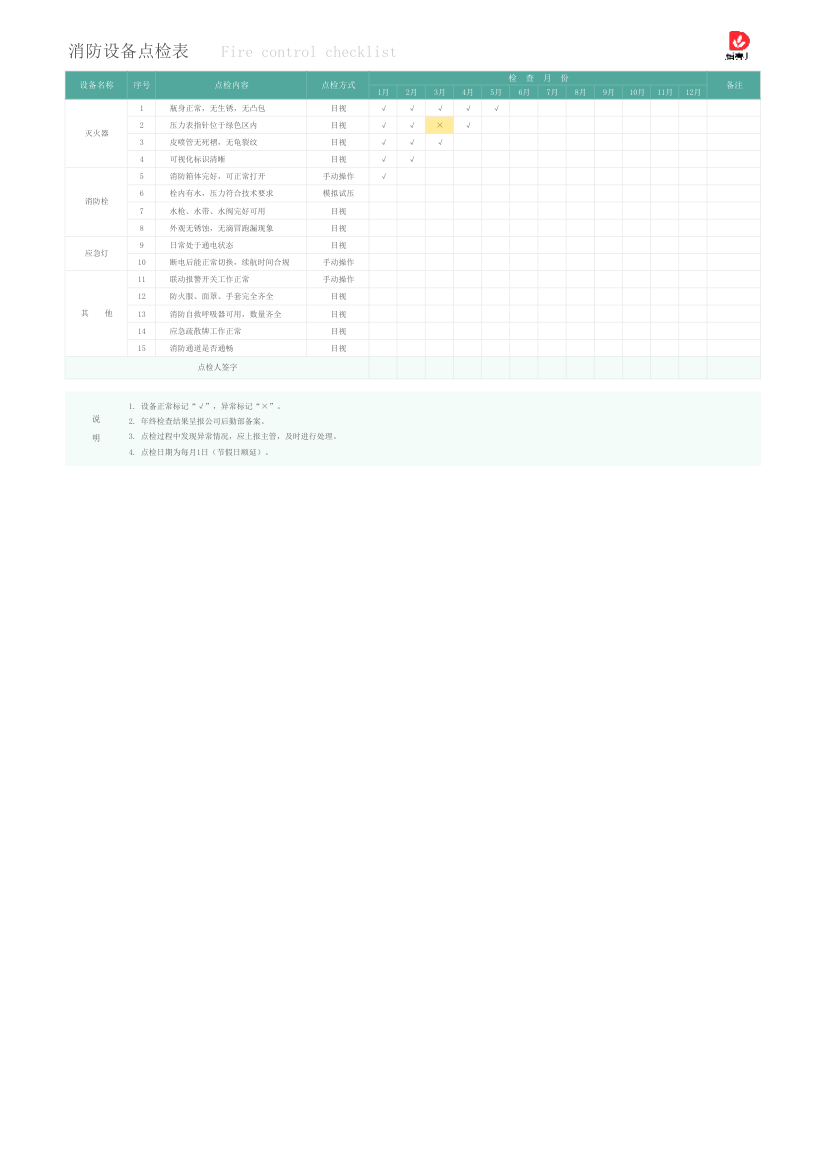 消防设备点检表.xlsx第1页