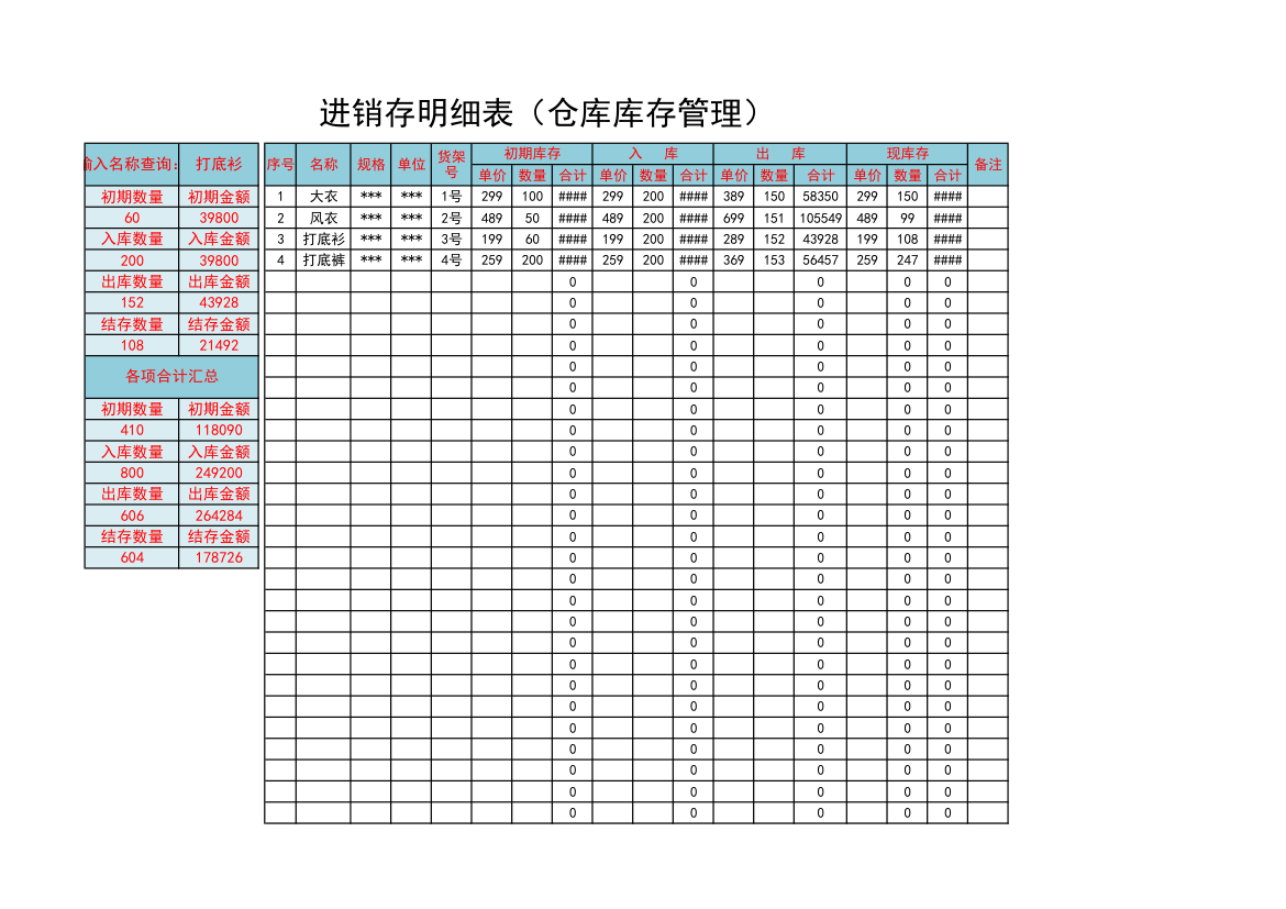 进销存明细表（仓库库存管理）.xlsx