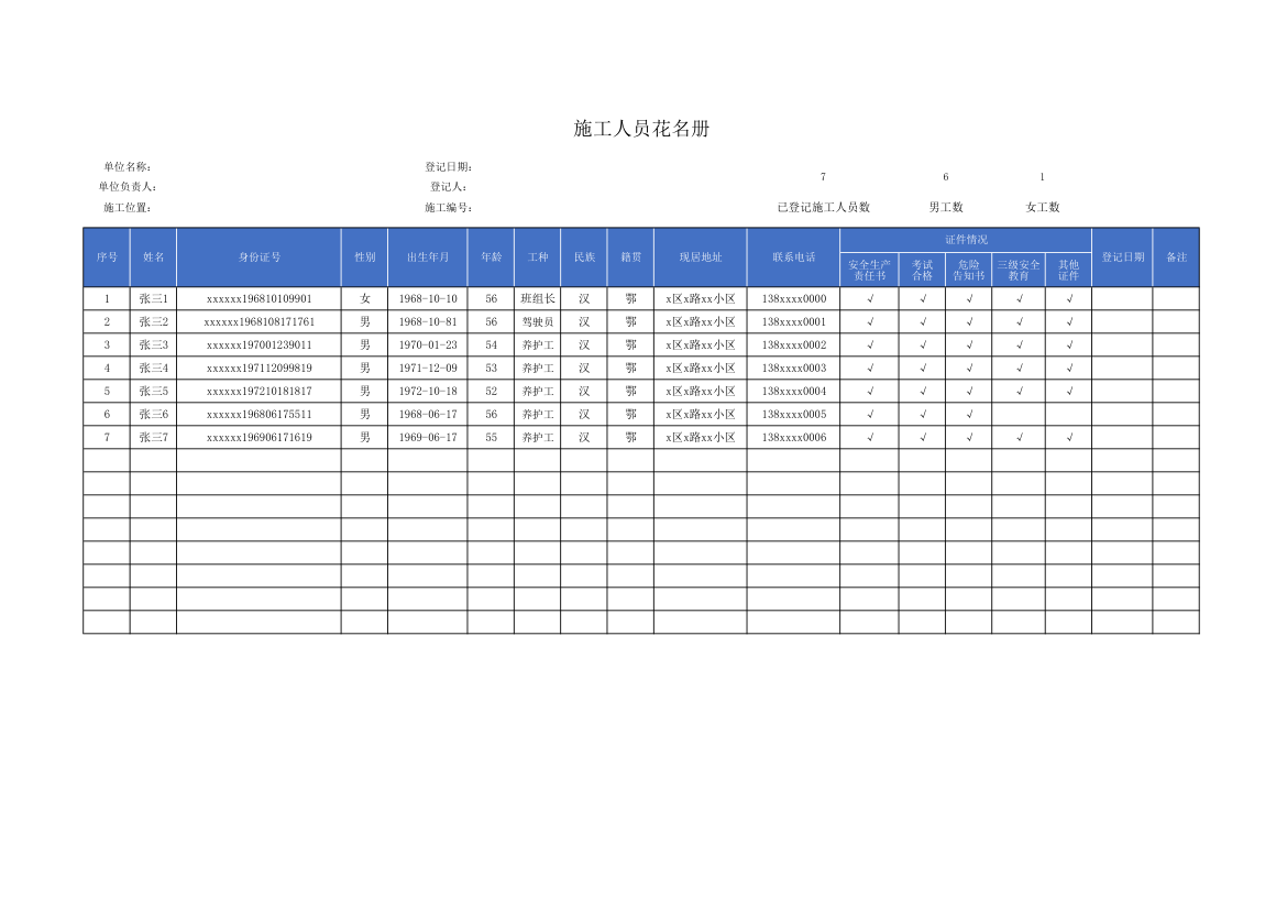 施工人员花名册.xlsx第1页