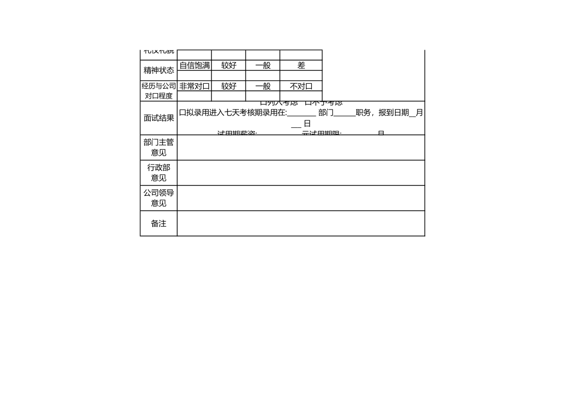 员工面试信息登记表.xls第2页