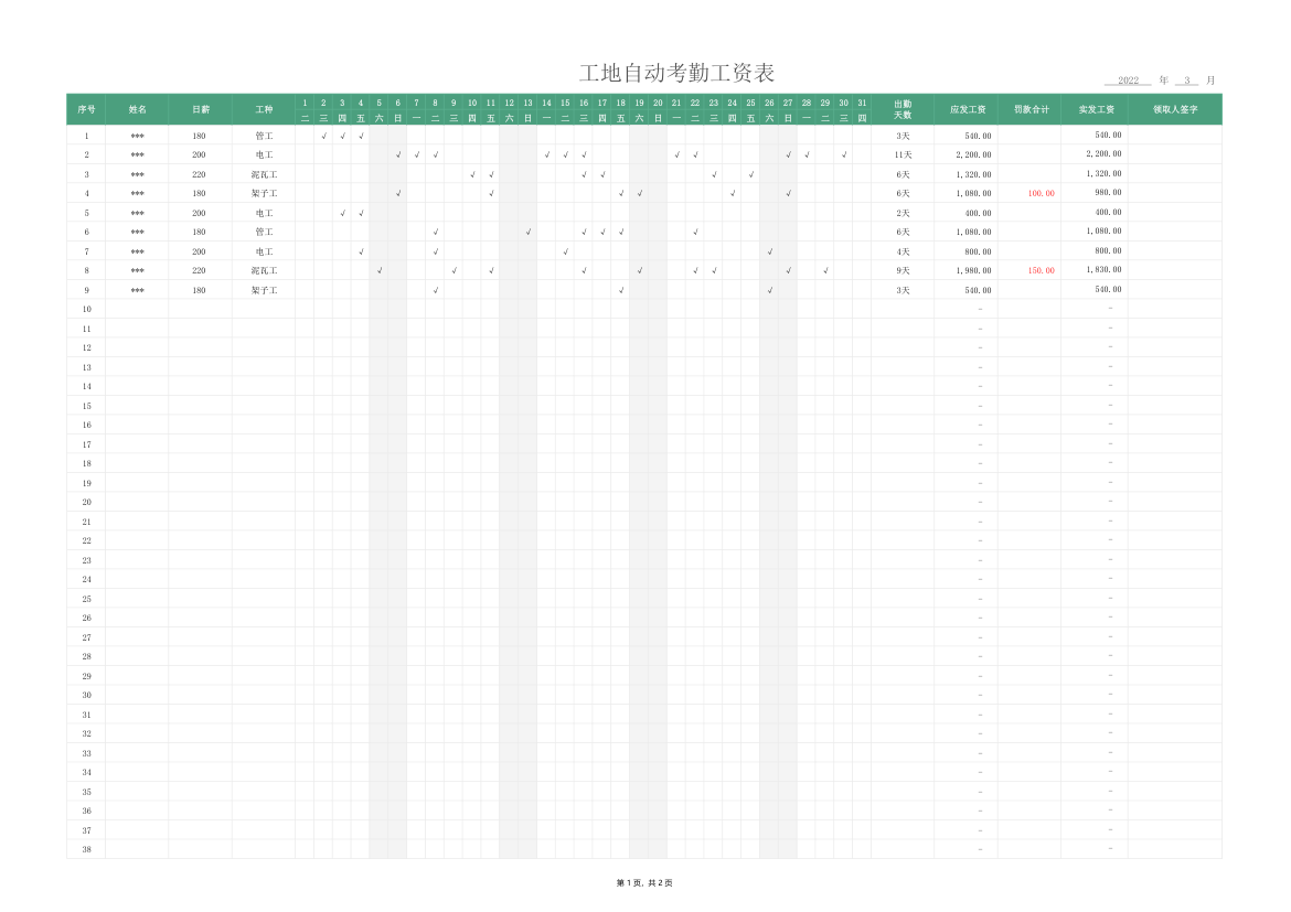 工地自动考勤工资表.xlsx