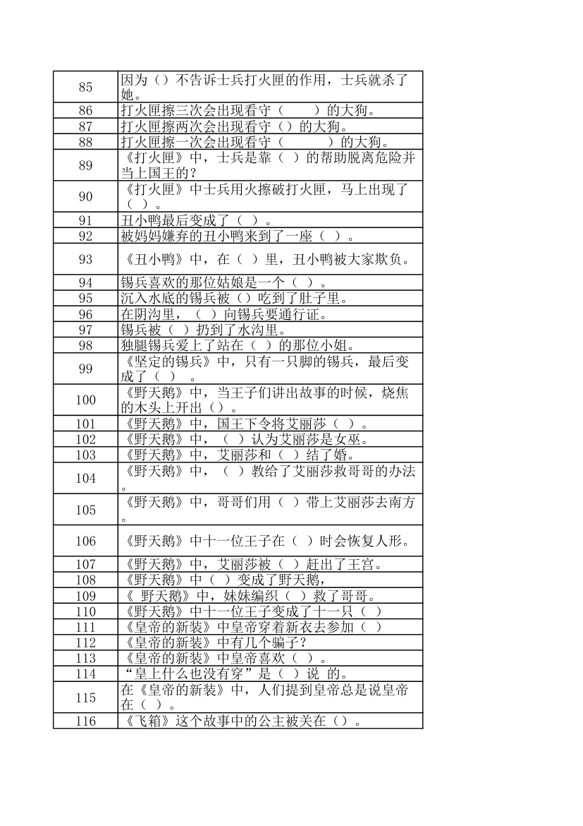 安徒生童话儿童文学阅读选择题.xlsx第4页