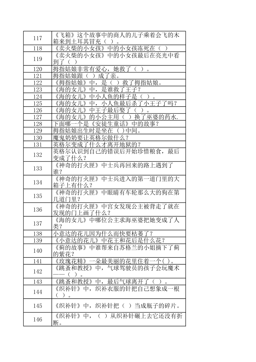 安徒生童话儿童文学阅读选择题.xlsx第5页