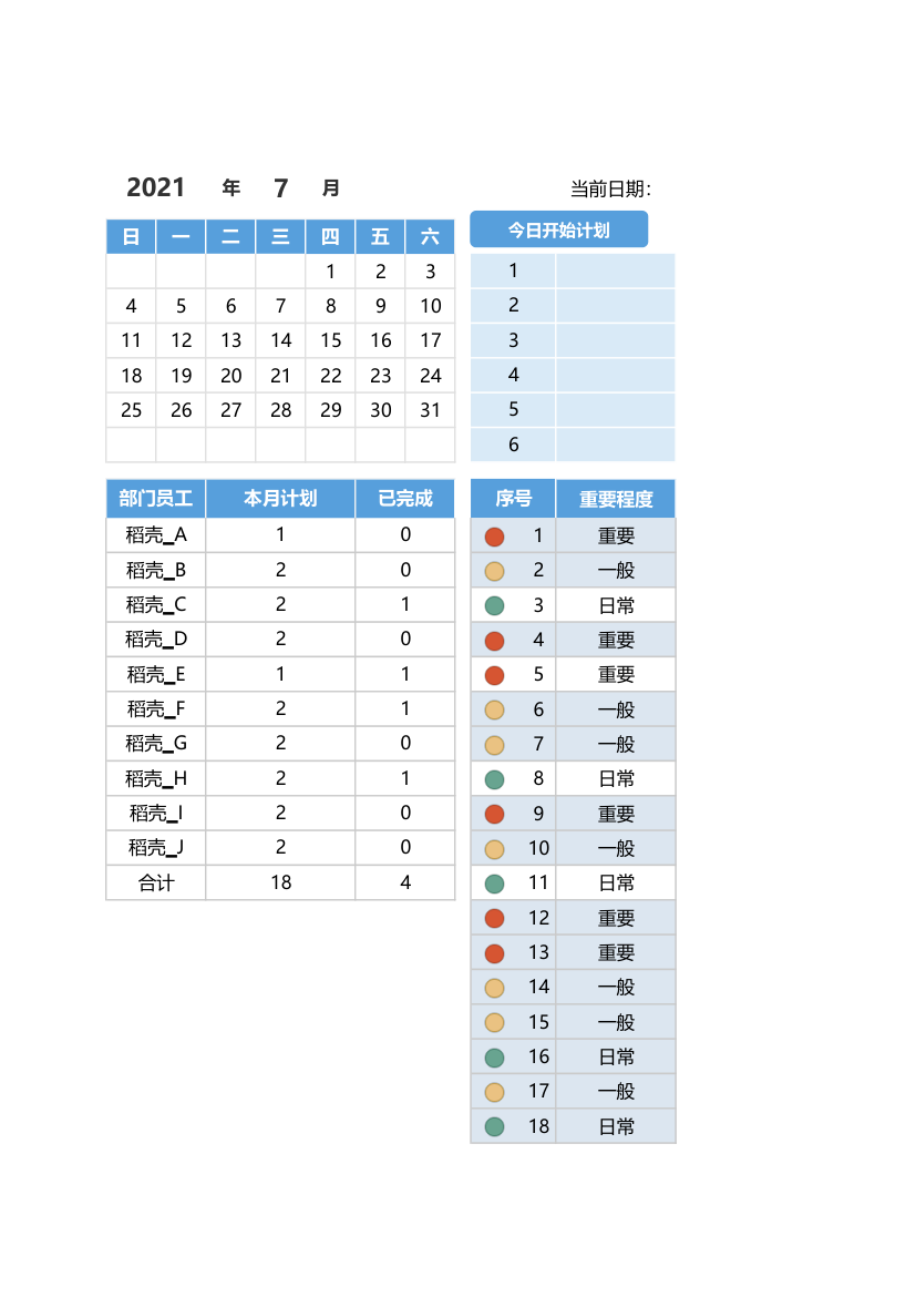 部门月度工作计划安排表-绩效考核.xlsx第1页