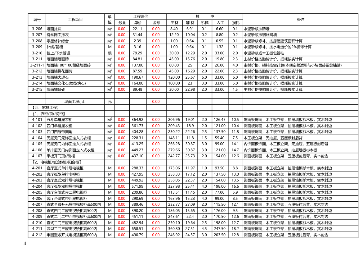 家装工程预算表（自动套用）.xls第4页