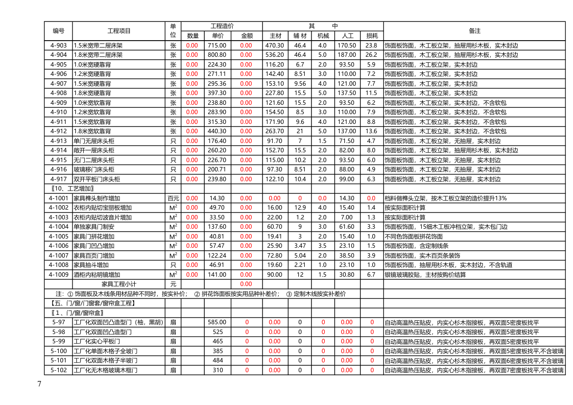 家装工程预算表（自动套用）.xls第7页