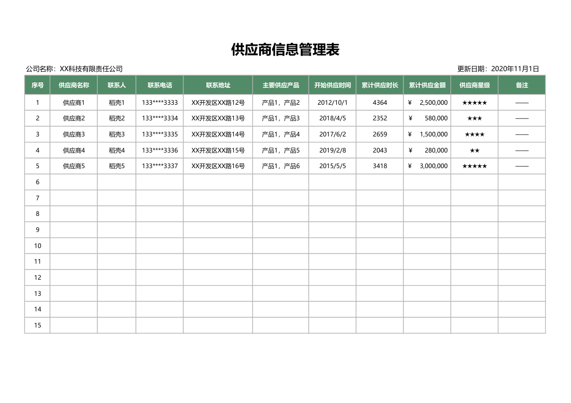 供应商信息管理表.xlsx第1页