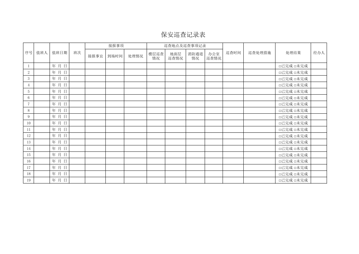 保安巡查记录表.xlsx第1页