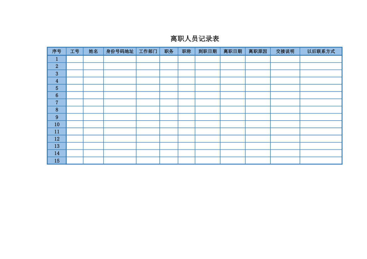 离职人员记录表.xlsx第1页