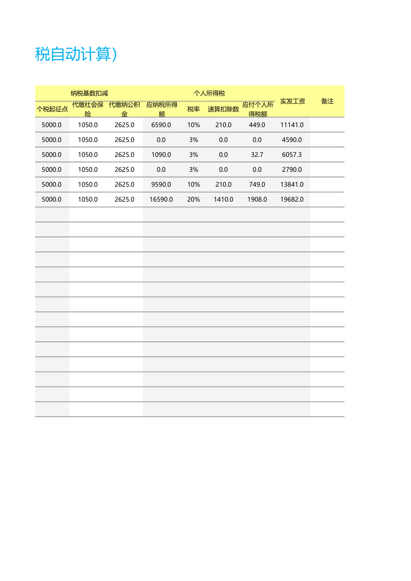 工资计算表（含税自动计算）.xlsx第2页