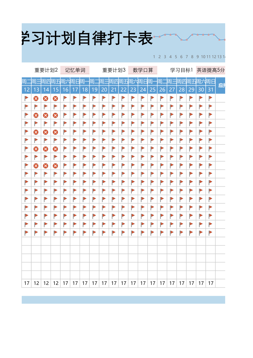 学习生活计划自律打卡表.xlsx第2页