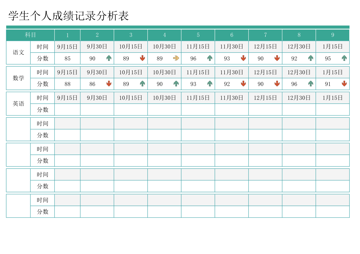 学生个人成绩记录分析表.xlsx