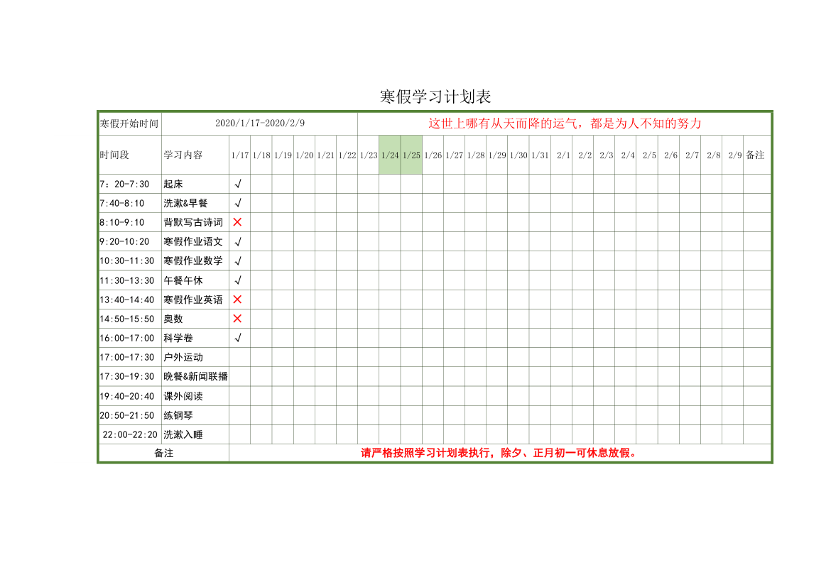 寒假学习计划表.xlsx第1页