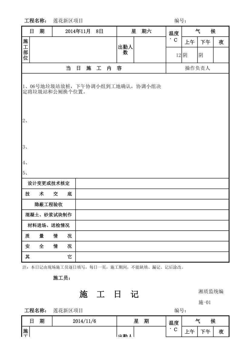 施工日志Ｅxcel格式.xls第2页