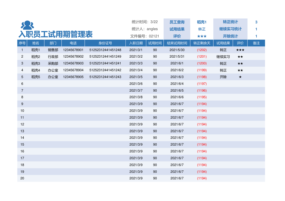 入职员工试用期管理表.xlsx第1页