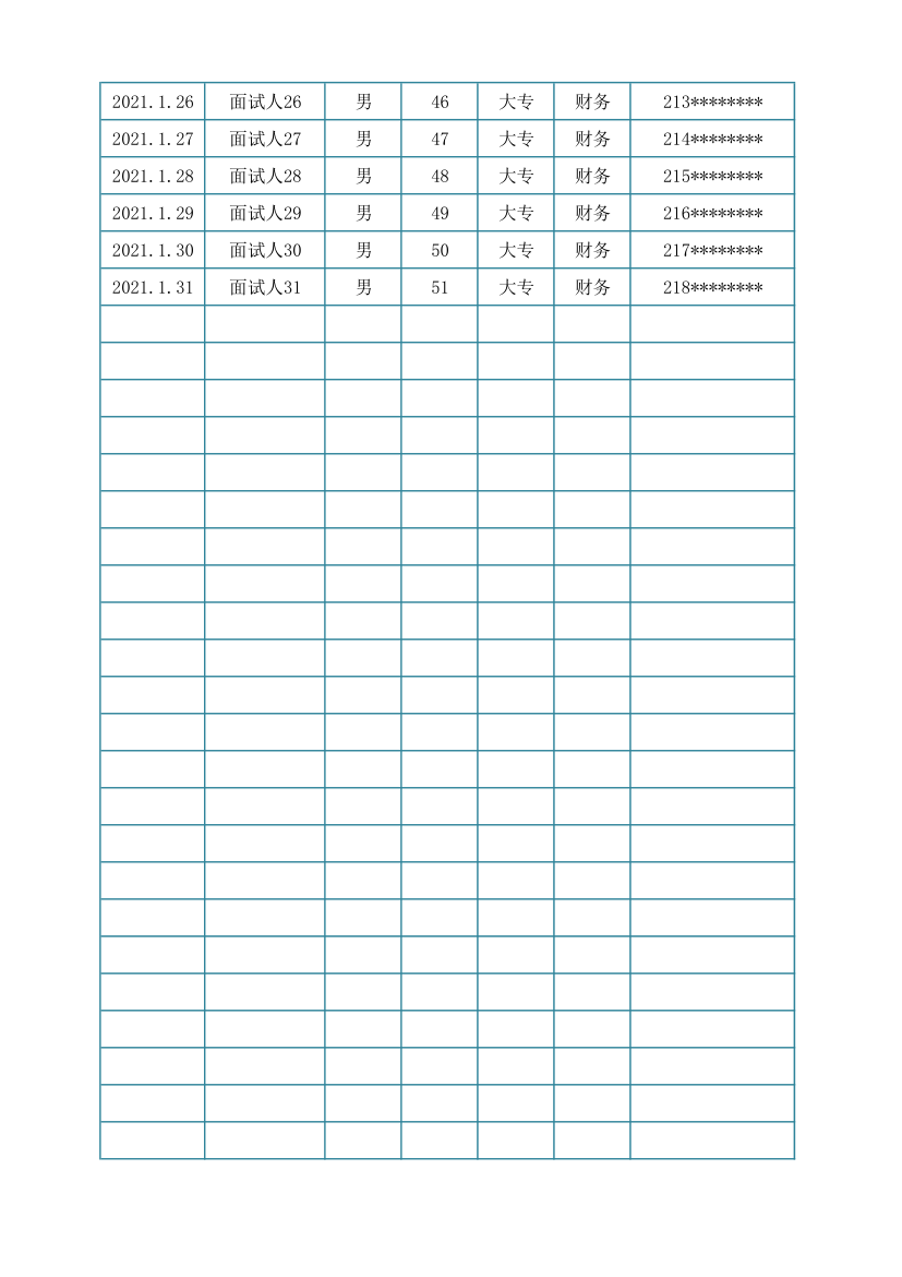 面试人员预约登记表.xlsx第2页