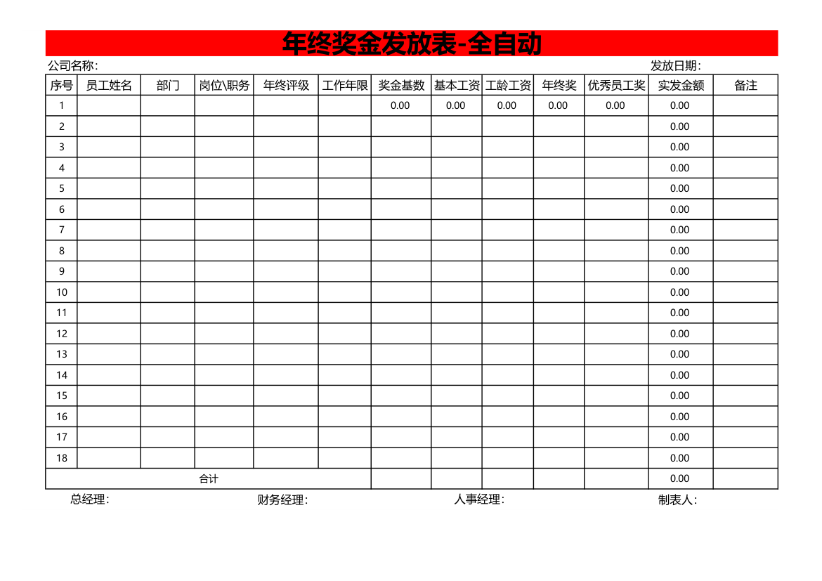 年终奖金发放表-全自动.xls第1页