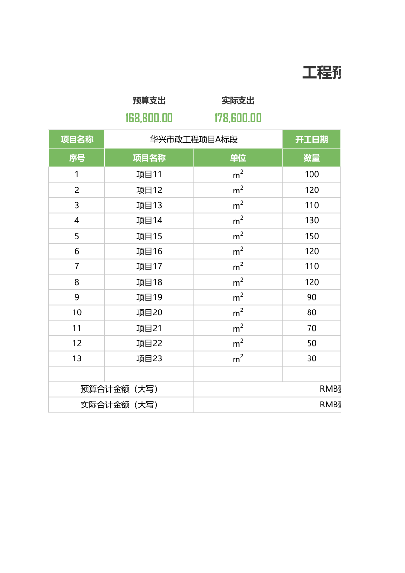 工程预算表.xlsx