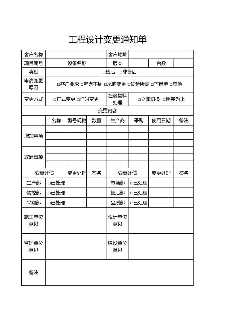 工程设计变更通知单.xlsx第1页