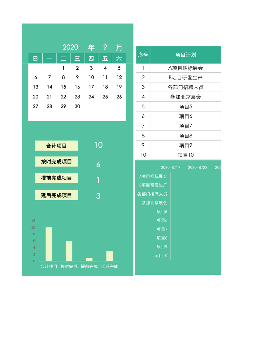 日历日程项目工作进度表.xlsx第1页