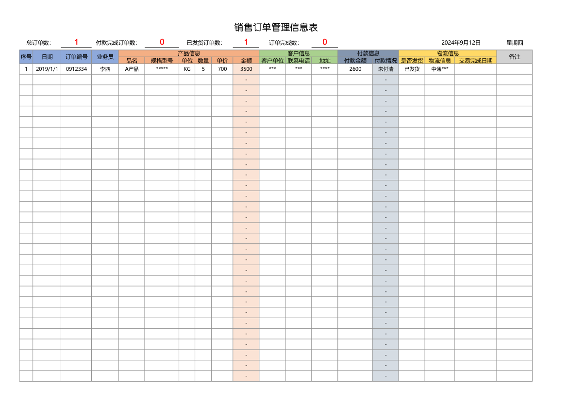 销售订单管理表.xlsx