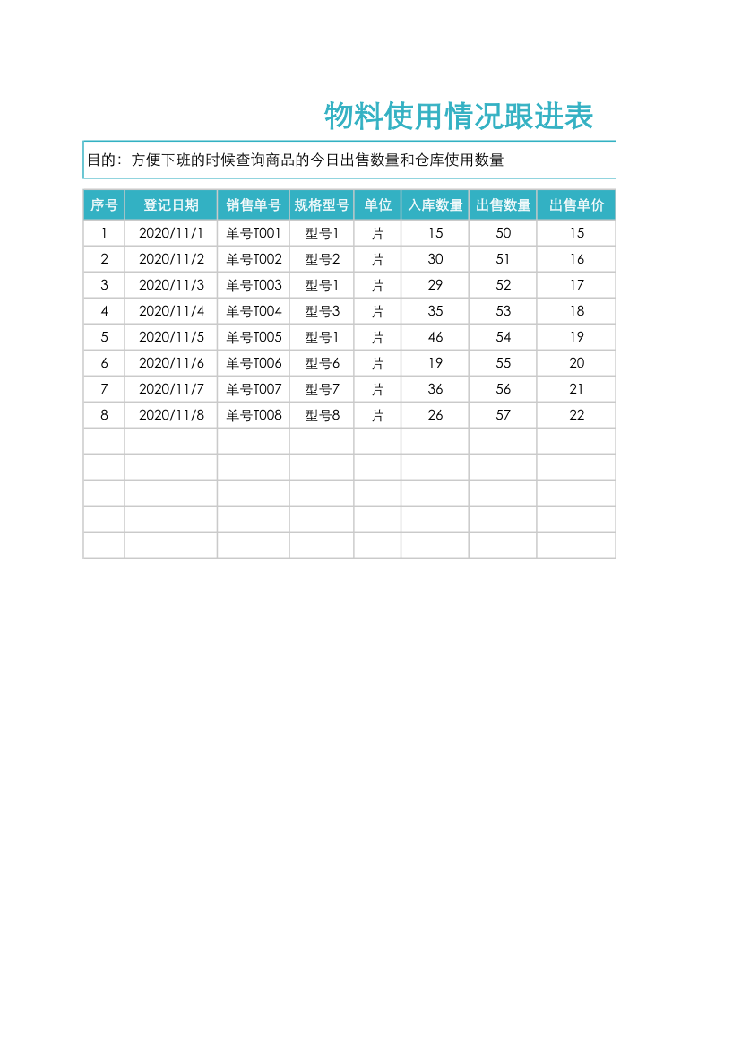 物料使用情况跟进表.xlsx第1页