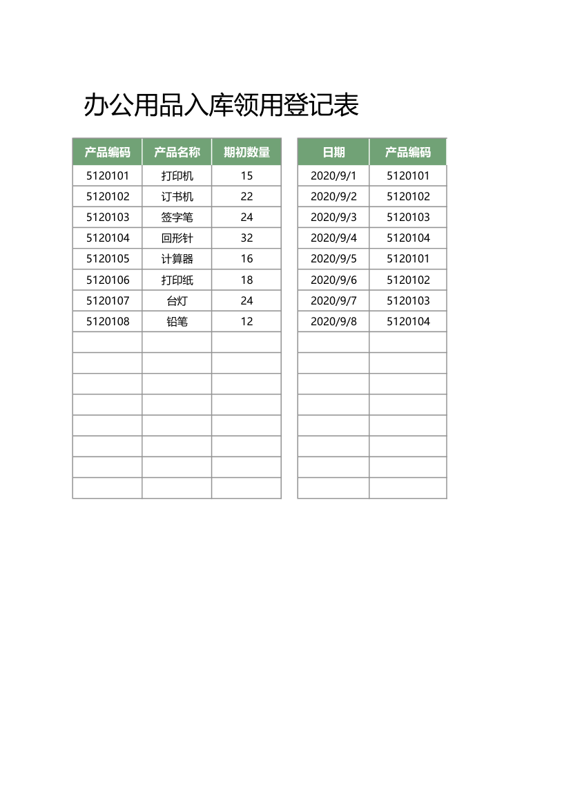 办公用品领用出库登记明细表.xlsx