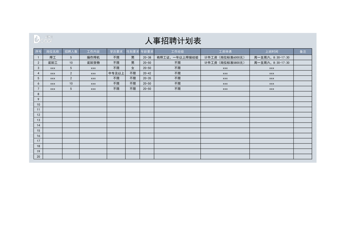 人事招聘计划表.xlsx