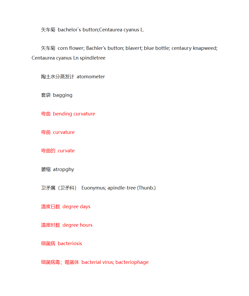 植物学词汇第18页