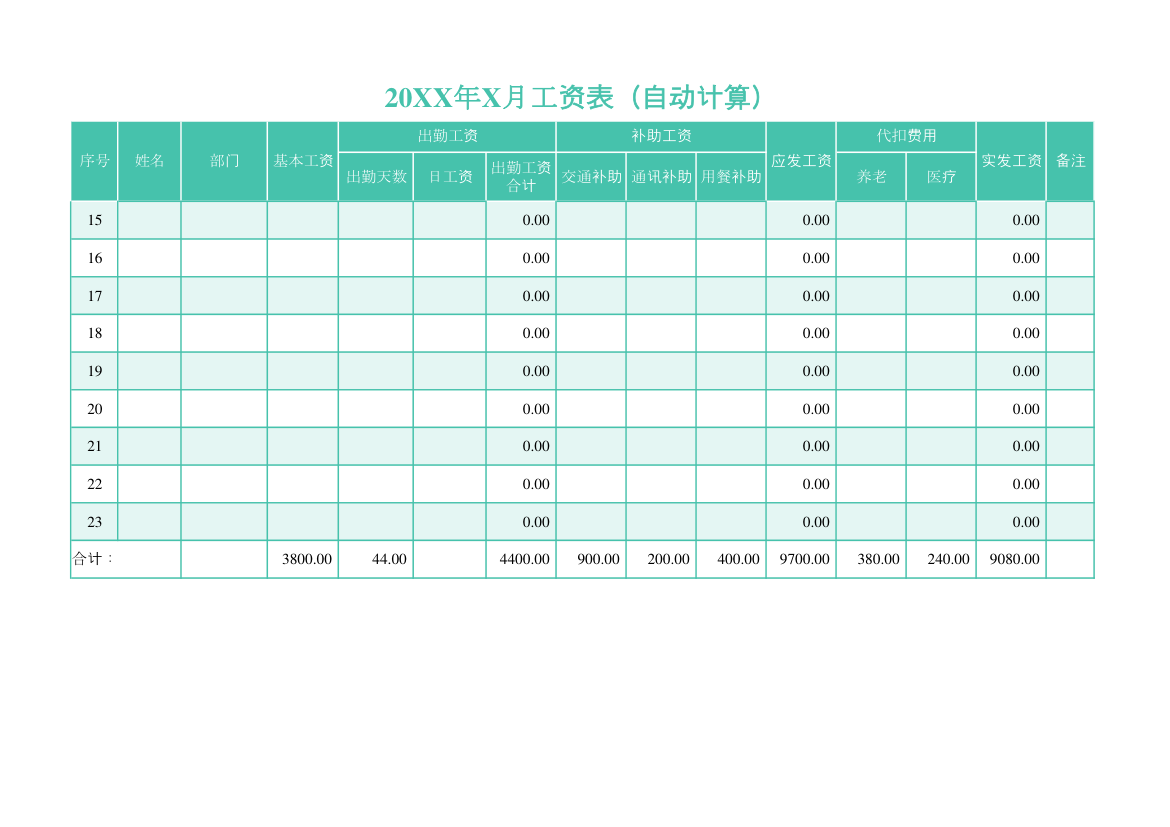 工资表自动计算.xlsx第2页