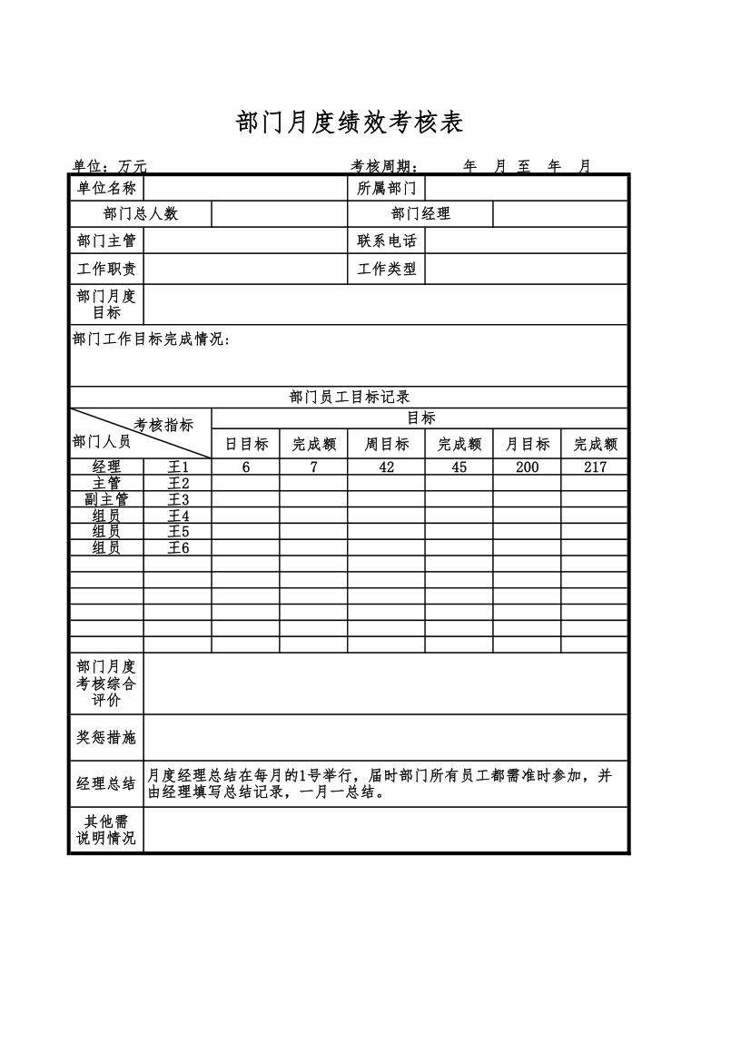 部门月度绩效考核表.xlsx第1页