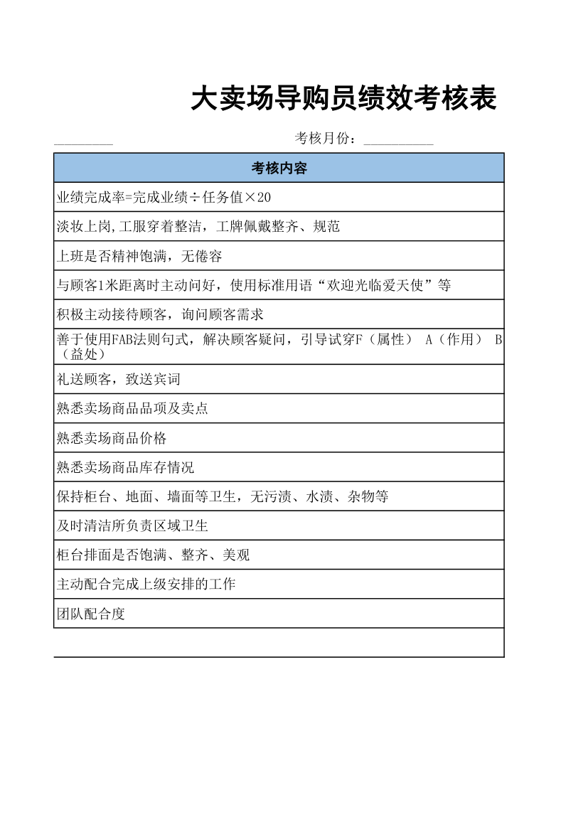 大卖场导购员绩效考核表.xlsx第3页