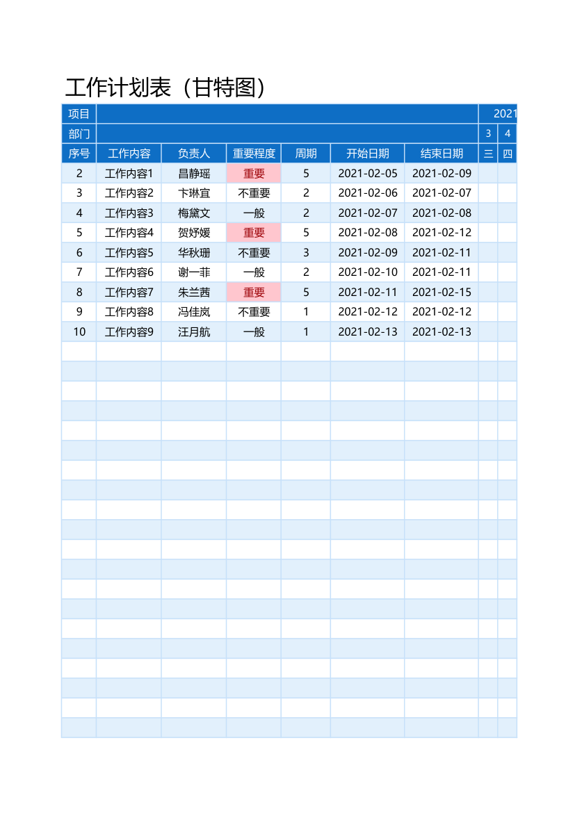 工作计划表（甘特图）.xlsx