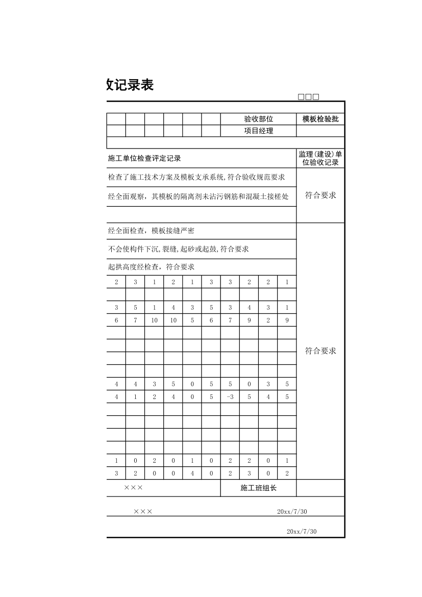 模板安装工程检验质量验收记录表.xlsx第2页