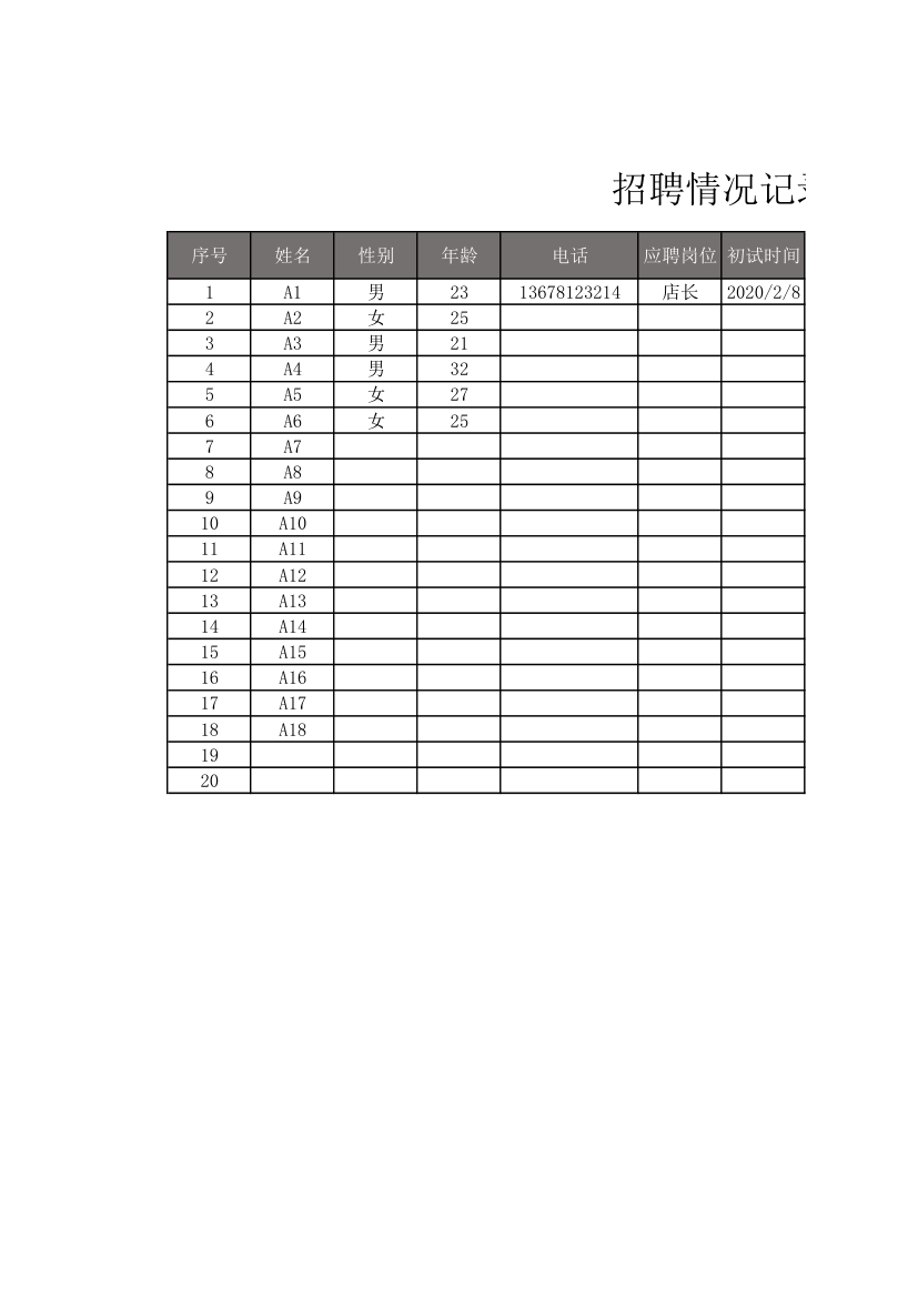招聘情况记录表.xls第1页