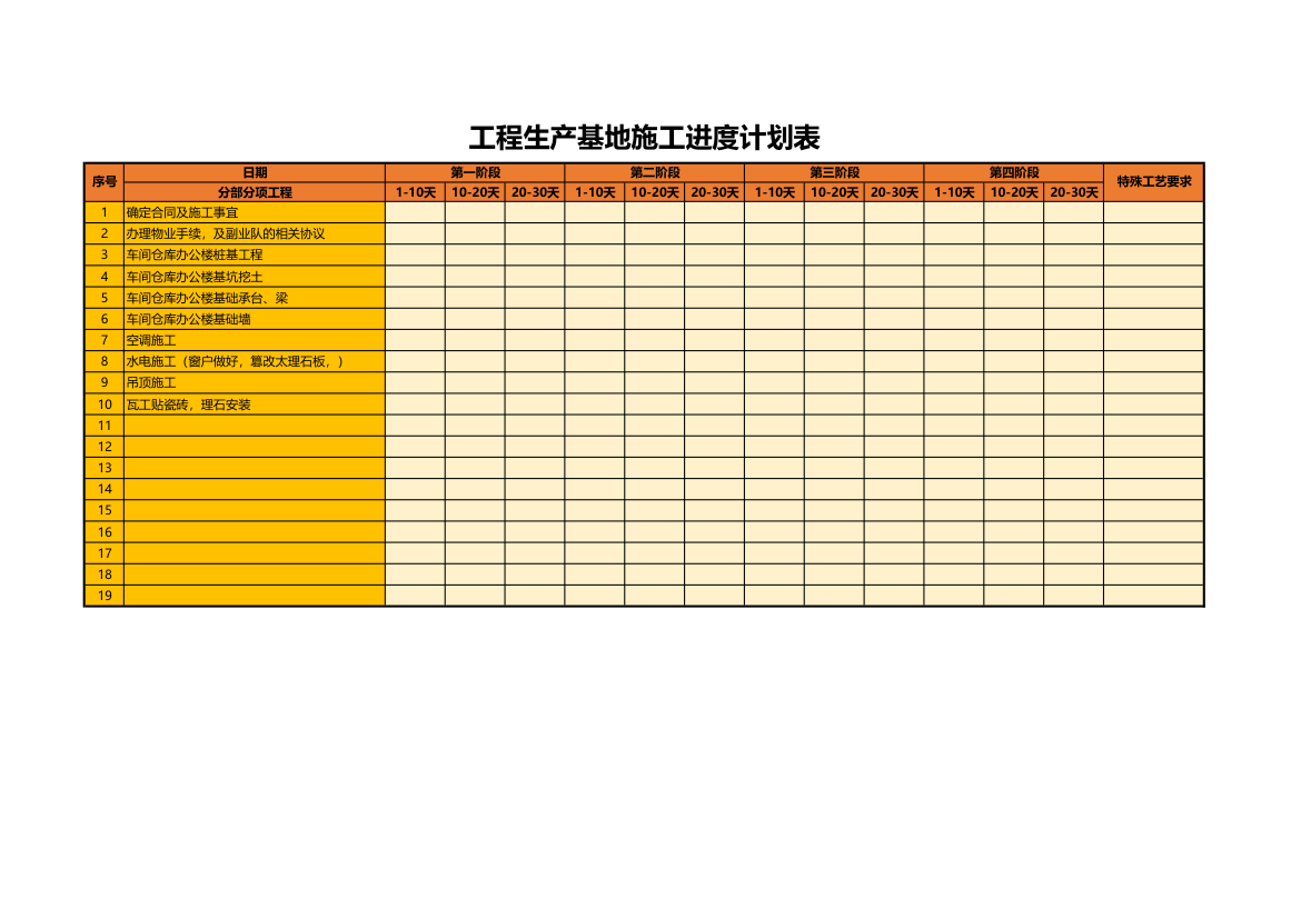 工程基地施工进度计划表.xls第1页