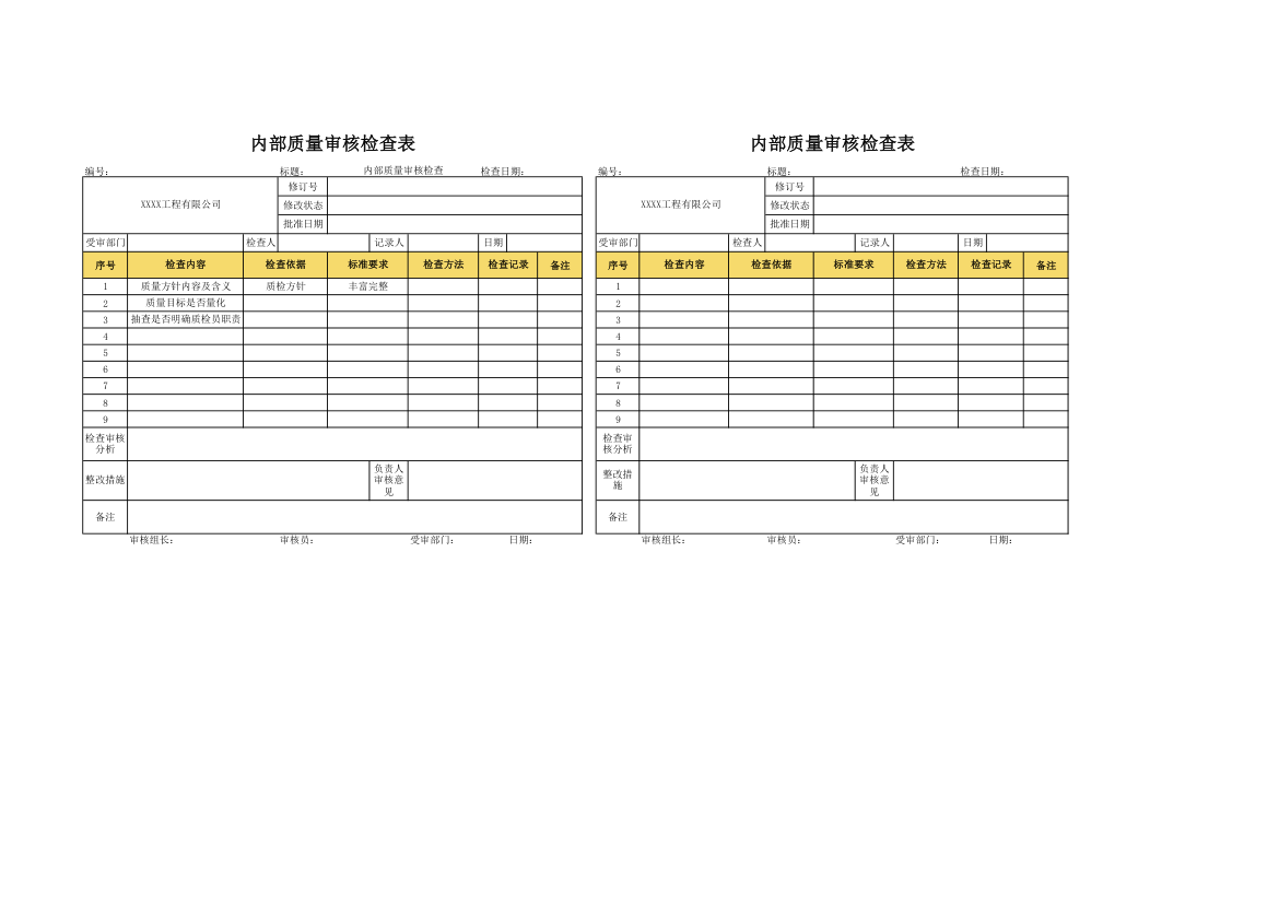 内部质量审核检查表.xlsx第1页