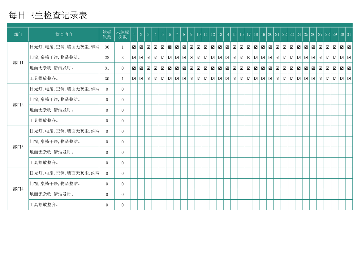 每日卫生检查记录表.xlsx第1页