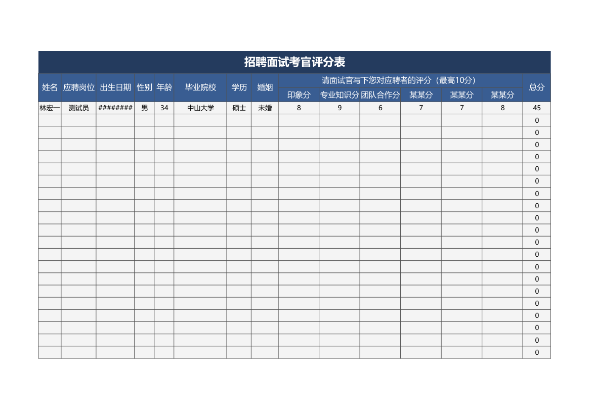 招聘面试考官评分表.xls第1页