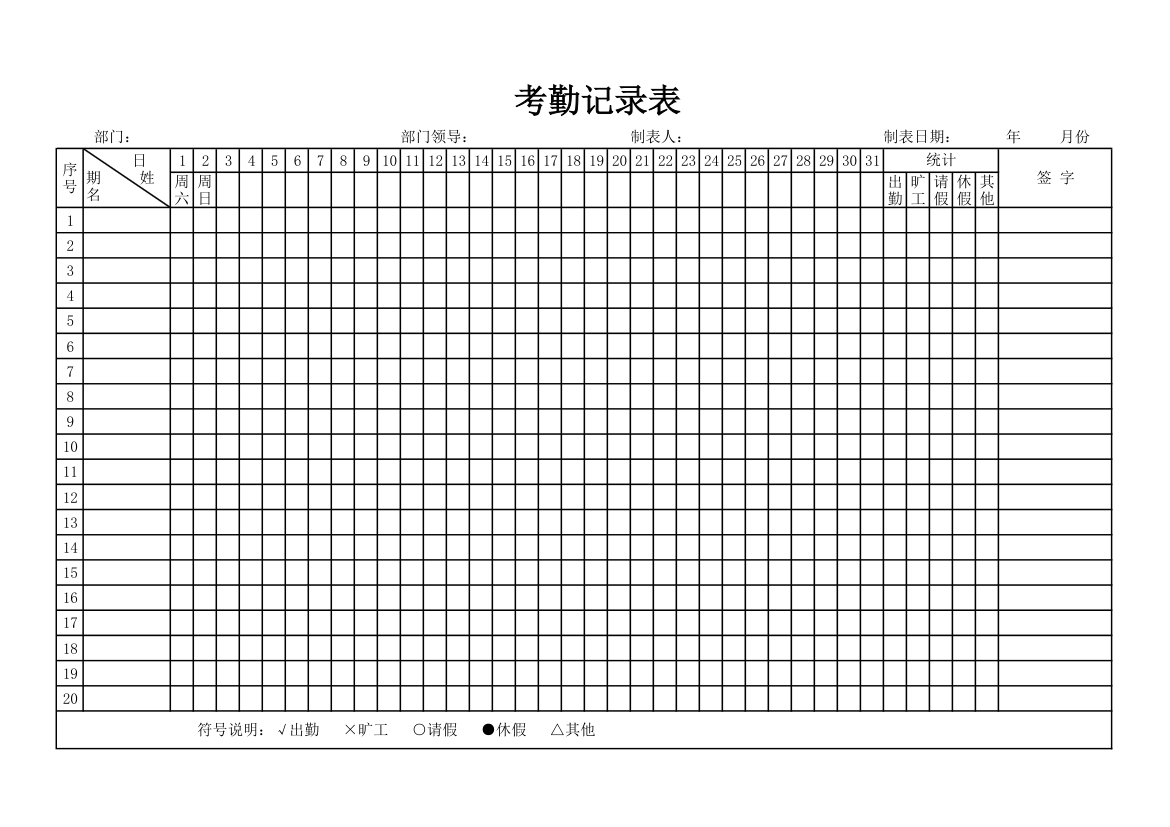 考勤绩效记录表.xlsx第1页